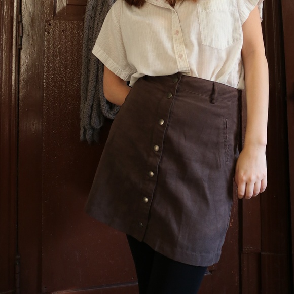 Brown button up mini skirt (Calendar by Be Cool) - Picture 1 of 3